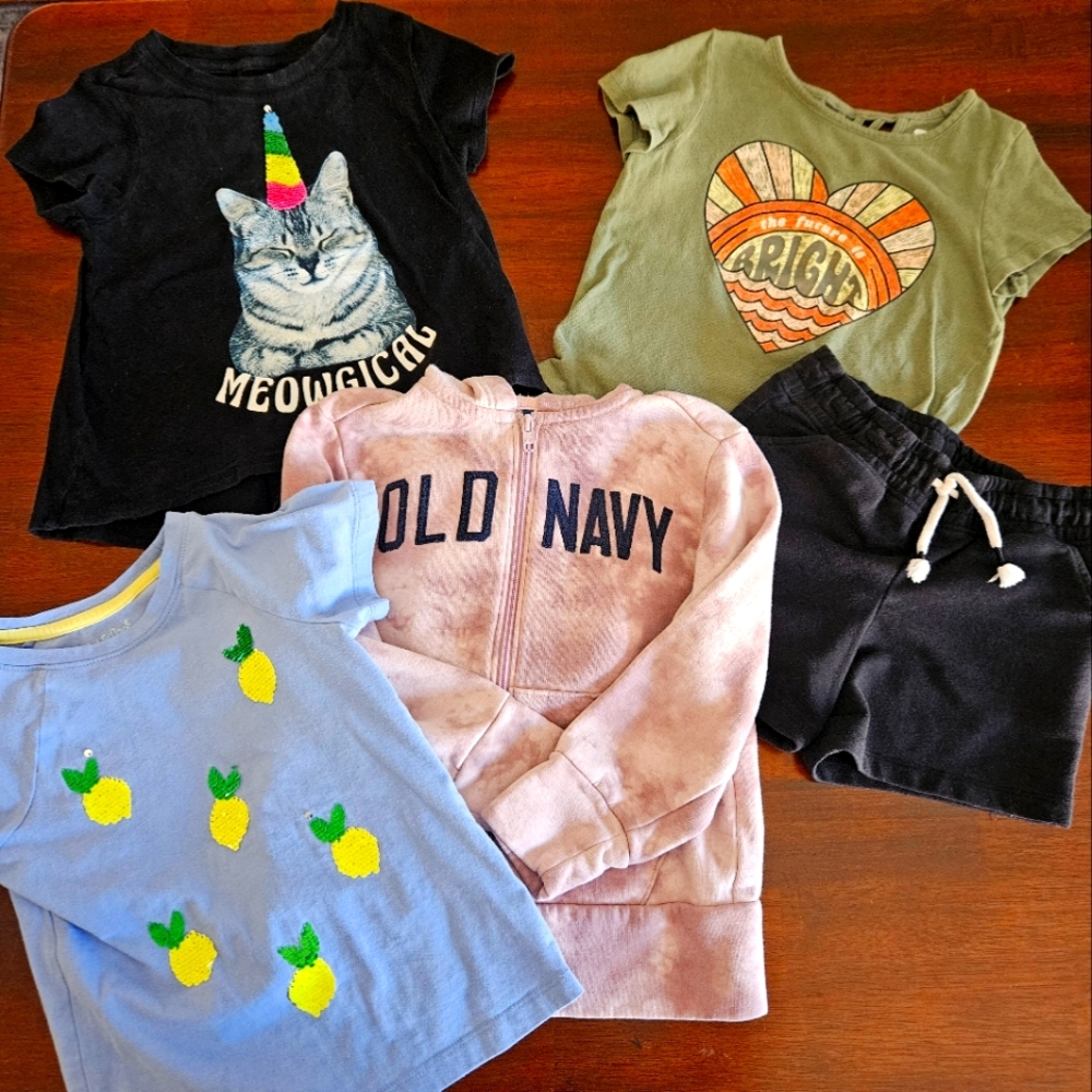 5 Pack Size XS Girls Tees Short Hoodie